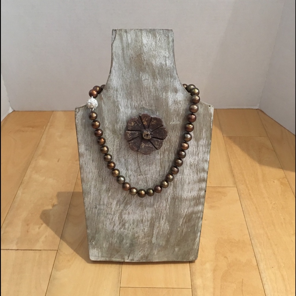 Copper colored cultured freshwater pearl necklace